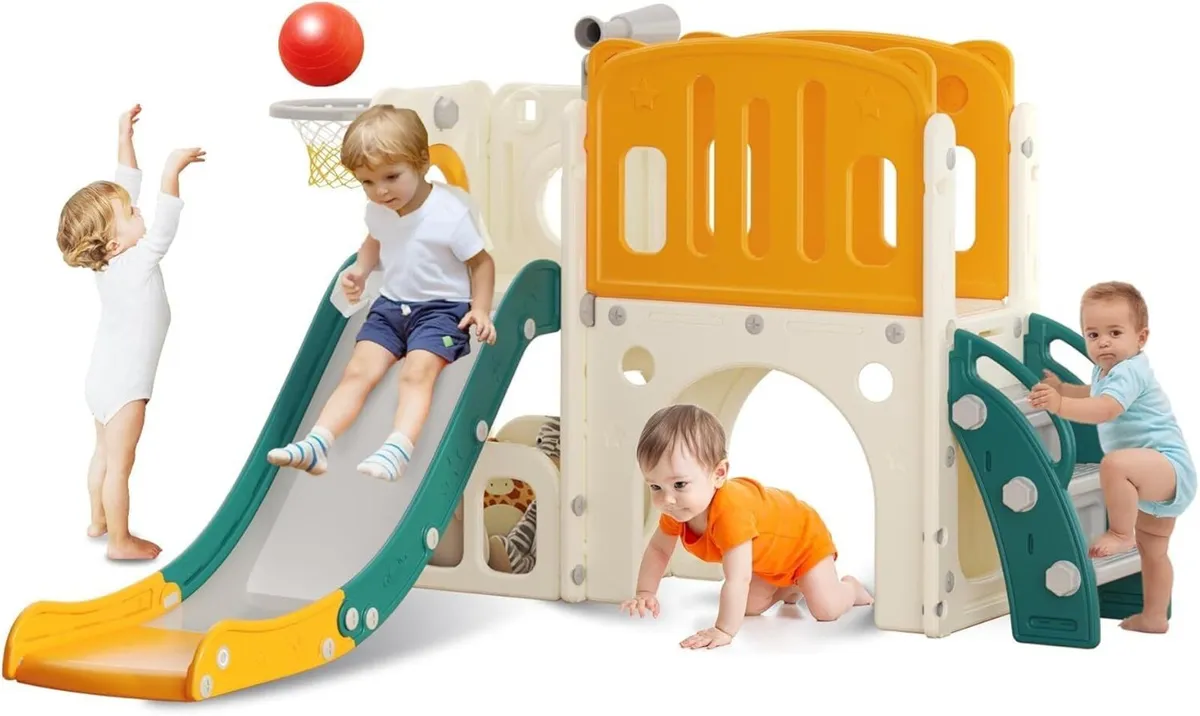 Toddler Slide with Climbing Ladder Tunnel and - Image 1