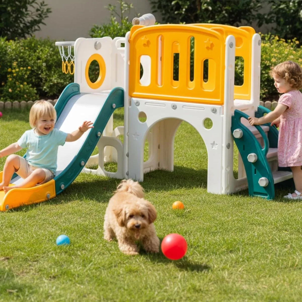 Toddler Slide with Climbing Ladder Tunnel and - Image 2