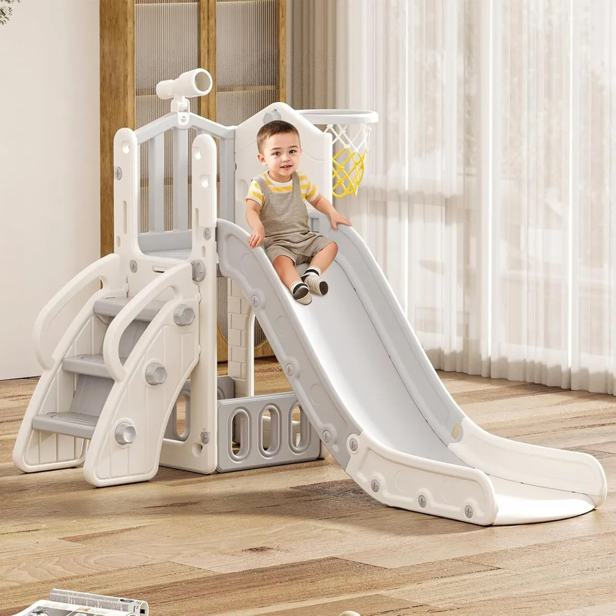 5-in-1 Kids Slide Toddler Castle with Stairs - Image 1