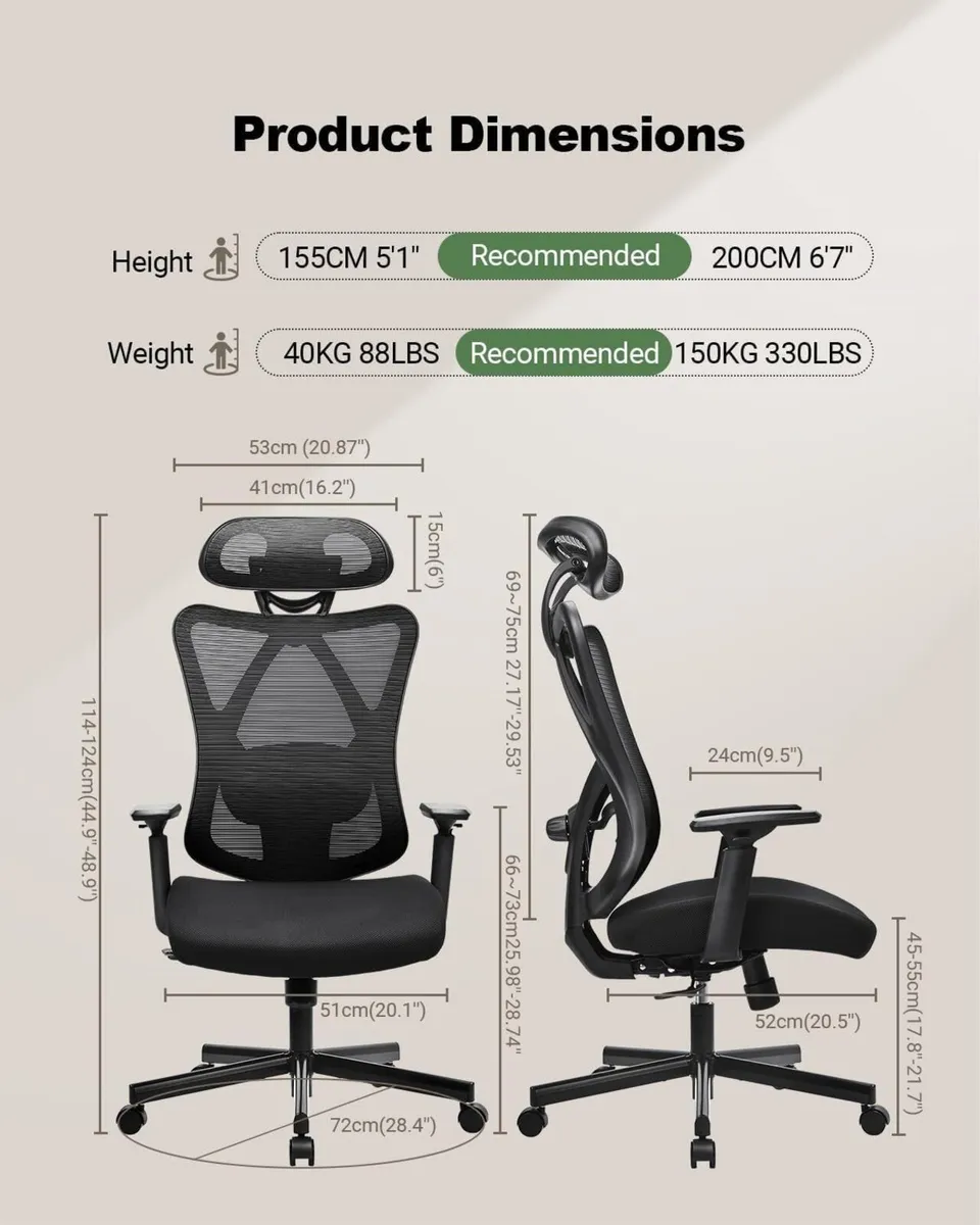 Ergonomic Office Chair High Back Mesh Computer - Image 2