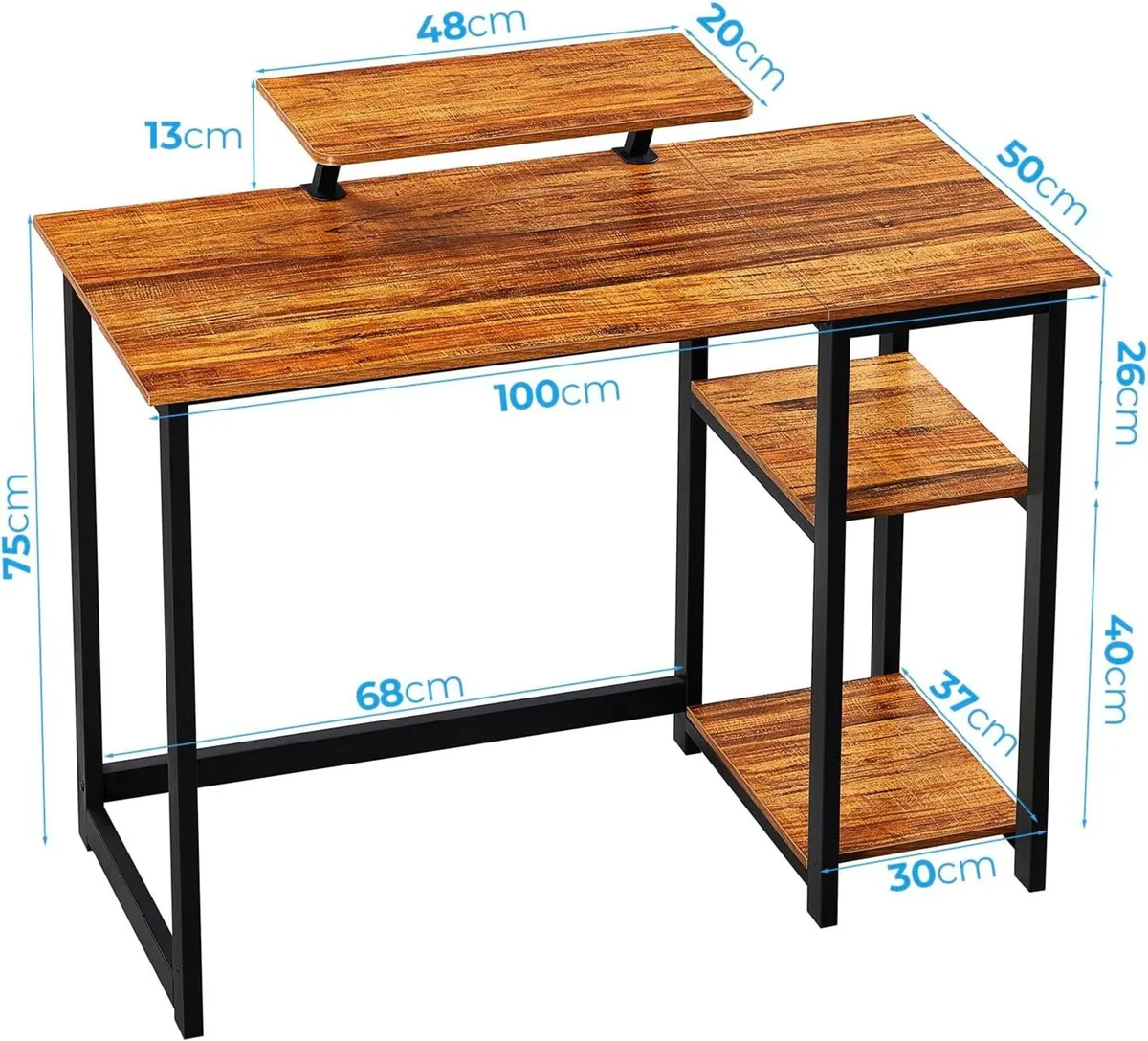 Computer Desk with Monitor Stand 100cm Office - Image 3