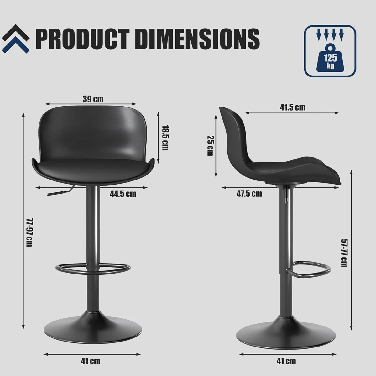 Bar stool Set of 3 Black - Image 3