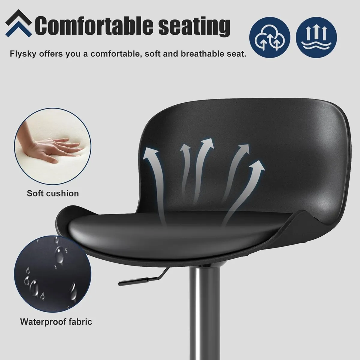 Bar stool Set of 3 Black - Image 4