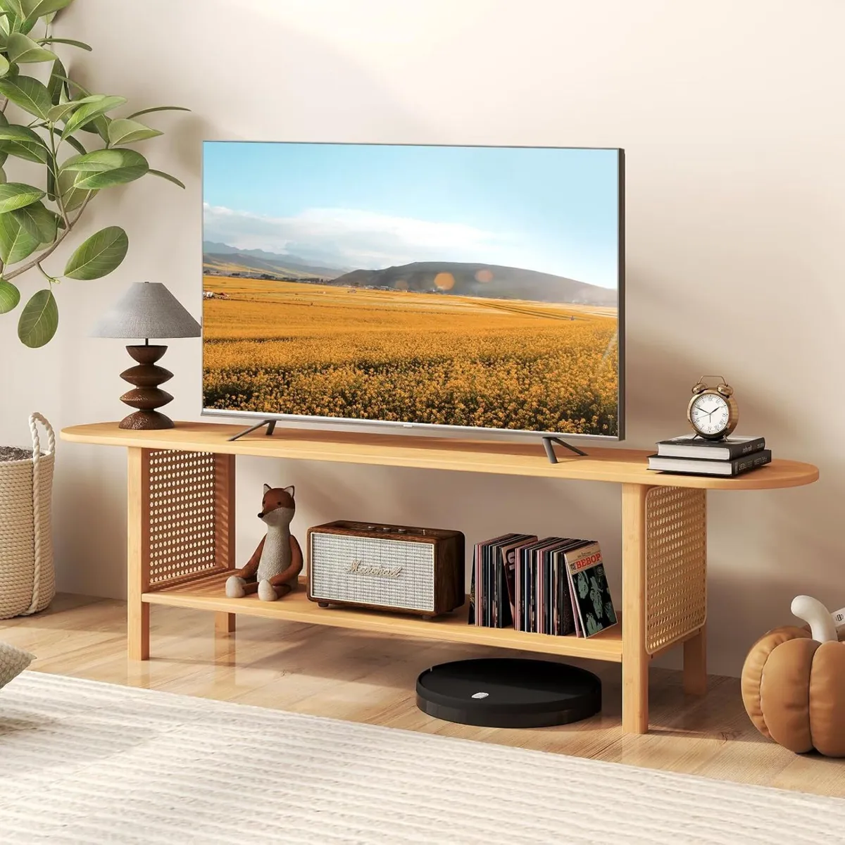 TV Table Low Bench 140cm Small Cabinet with - Image 2