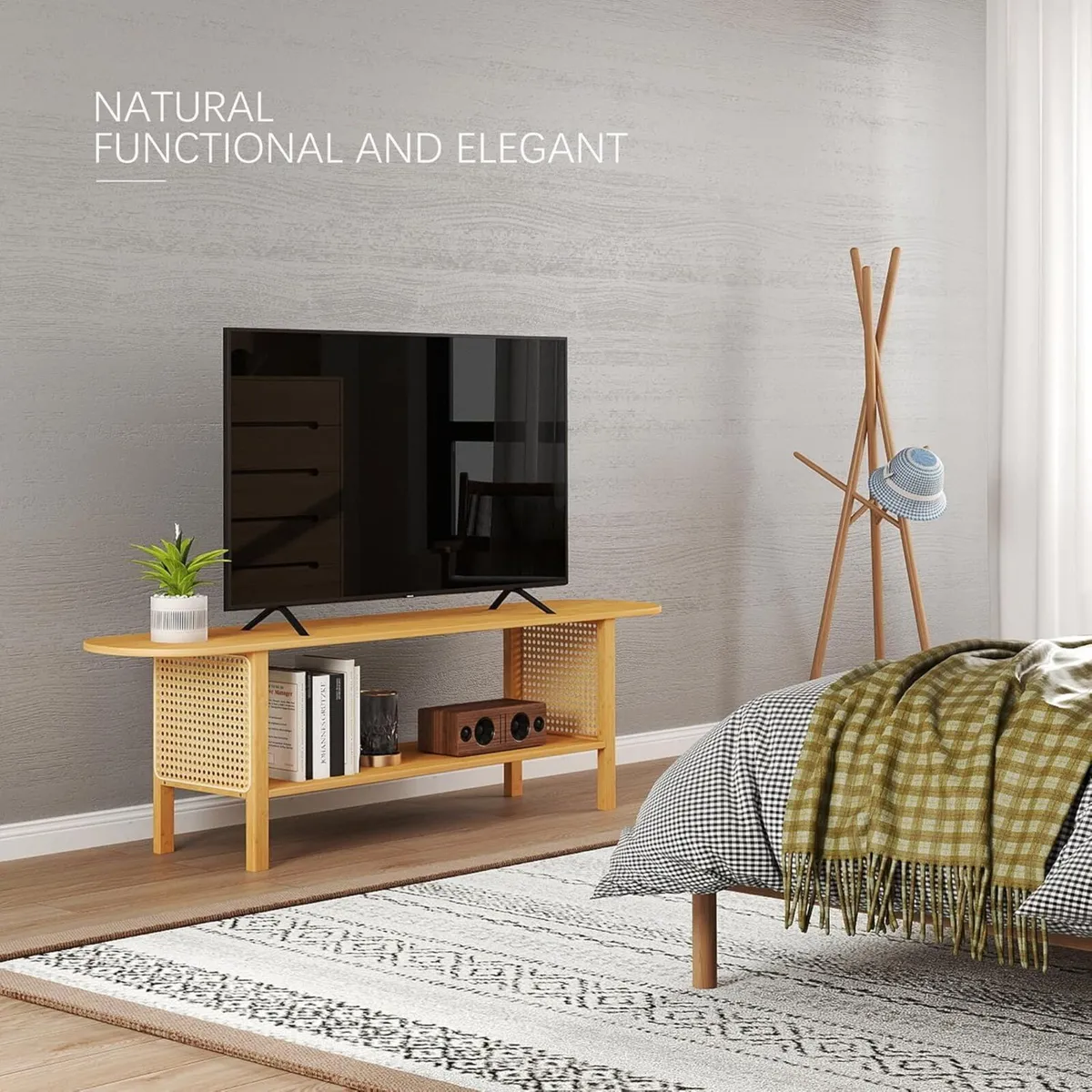 TV Table Low Bench 140cm Small Cabinet with - Image 4