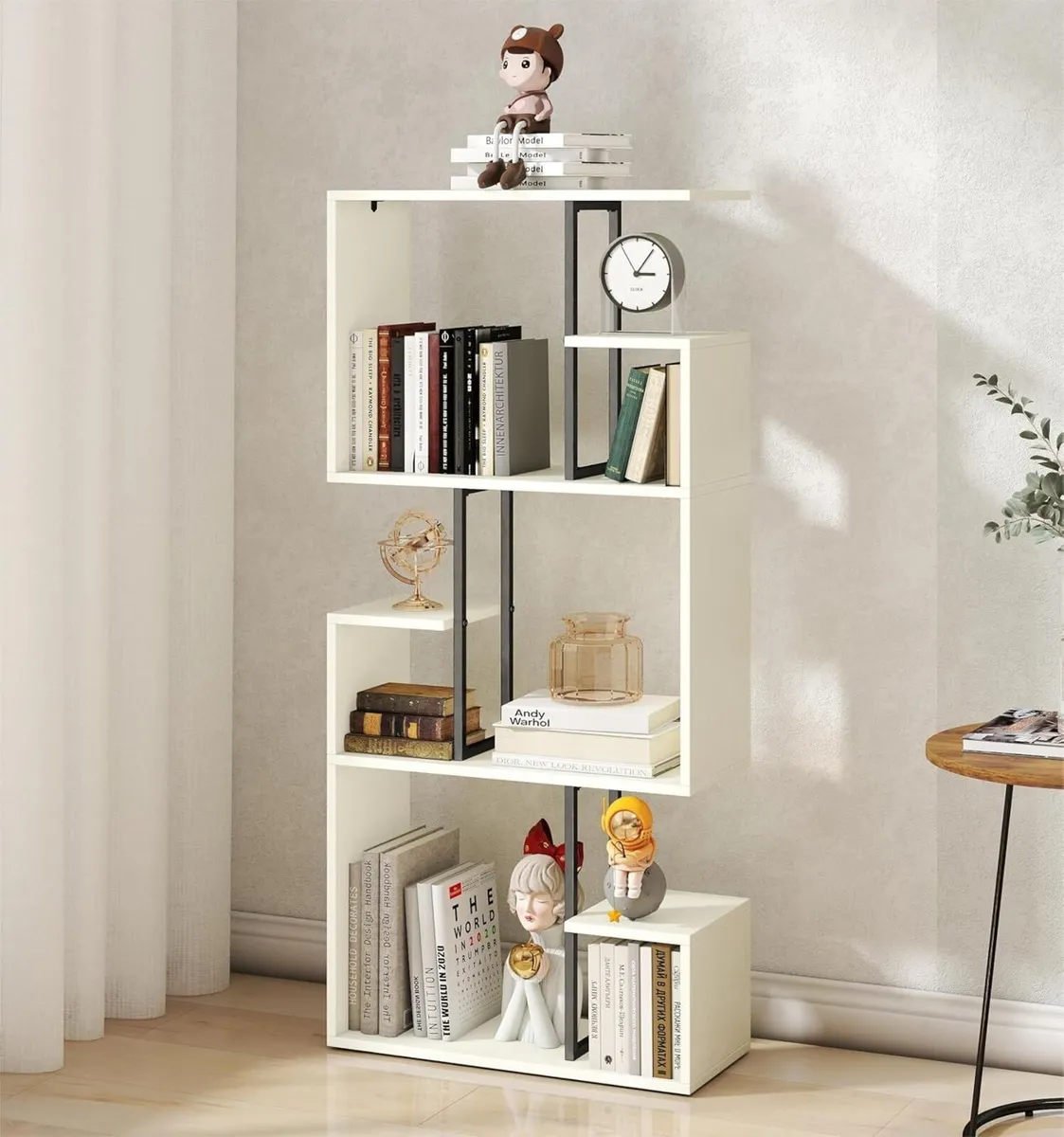 White Bookcase 3 Tiers Slim Book shelf Room - Image 1