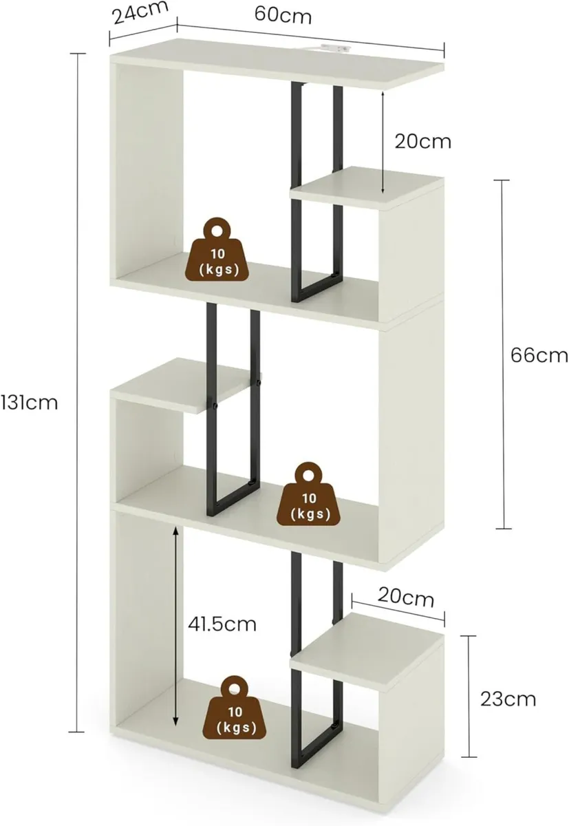 White Bookcase 3 Tiers Slim Book shelf Room - Image 2