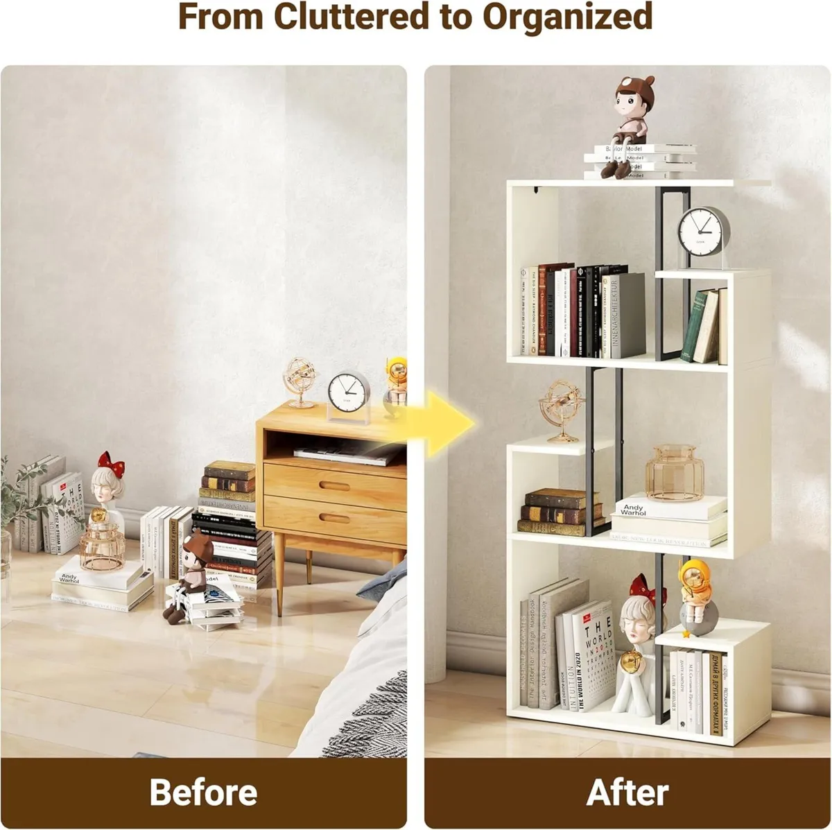 White Bookcase 3 Tiers Slim Book shelf Room - Image 4