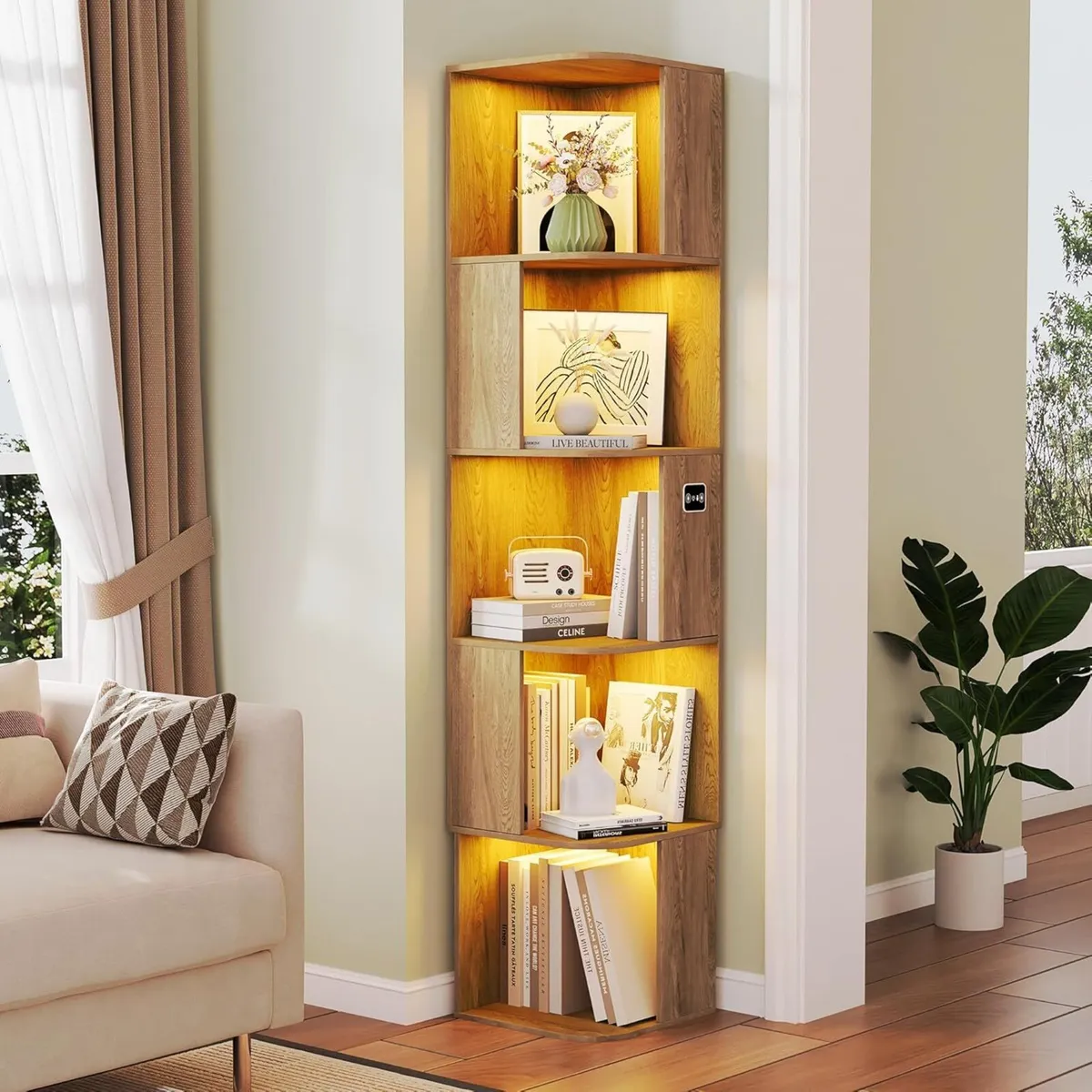 Corner Bookcase - with 3 Color Lights Narrow - Image 1