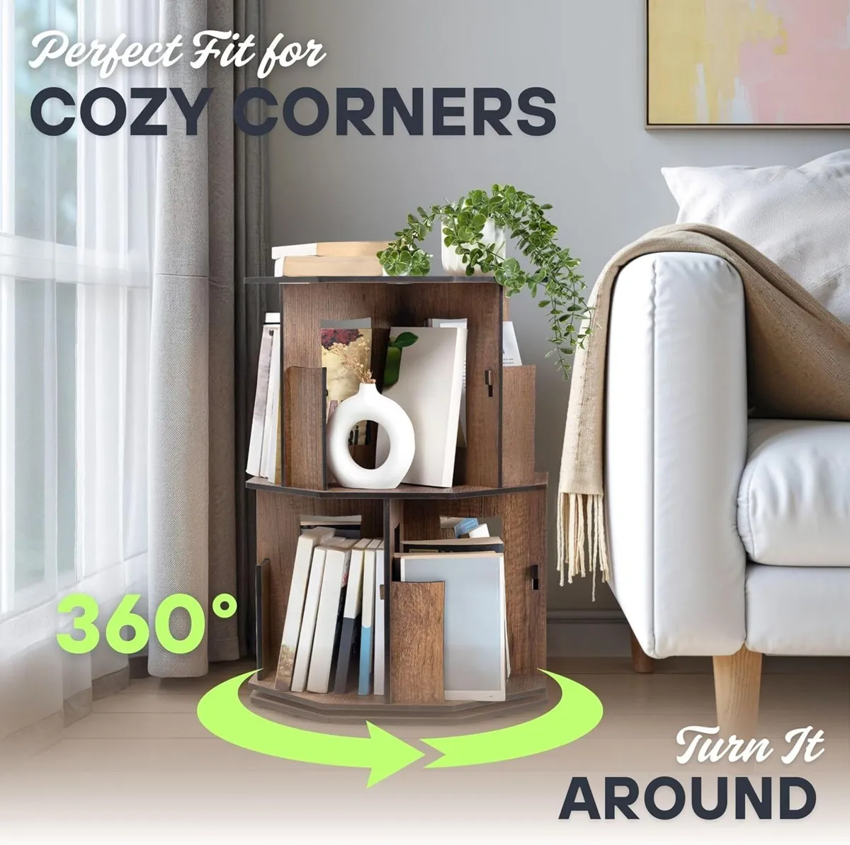 Corner Shelf Kids Bookshelf Rotating Book for - Image 4