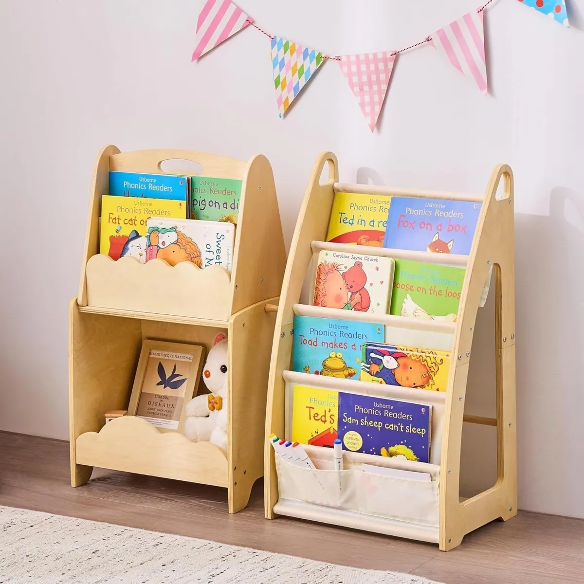 3pcs Wooden Bookshelf Set for Kids 5-Tier - Image 2