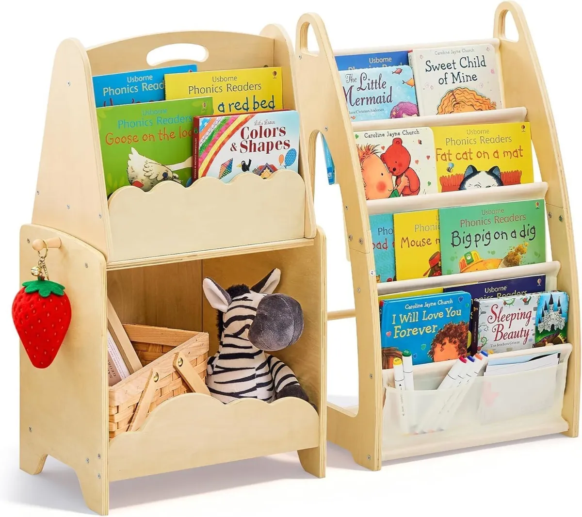3pcs Wooden Bookshelf Set for Kids 5-Tier - Image 1