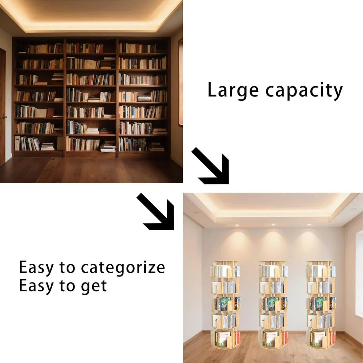 Rotating Bookshelf 5 Tier Floor Standing Bookcase - Image 3