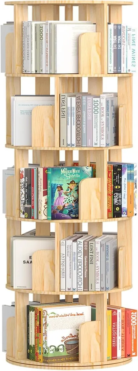 Rotating Bookshelf 5 Tier Floor Standing Bookcase - Image 1