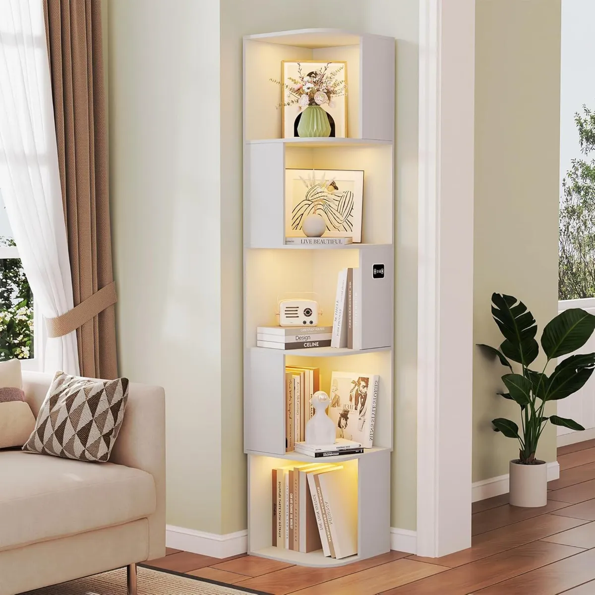 Corner Bookcase - with 3 Color Lights Narrow - Image 1