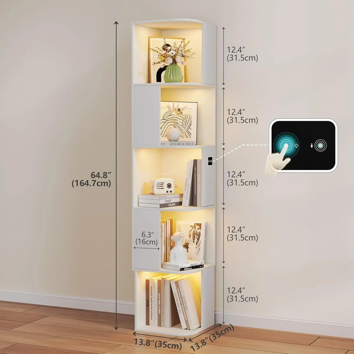 Corner Bookcase - with 3 Color Lights Narrow - Image 2