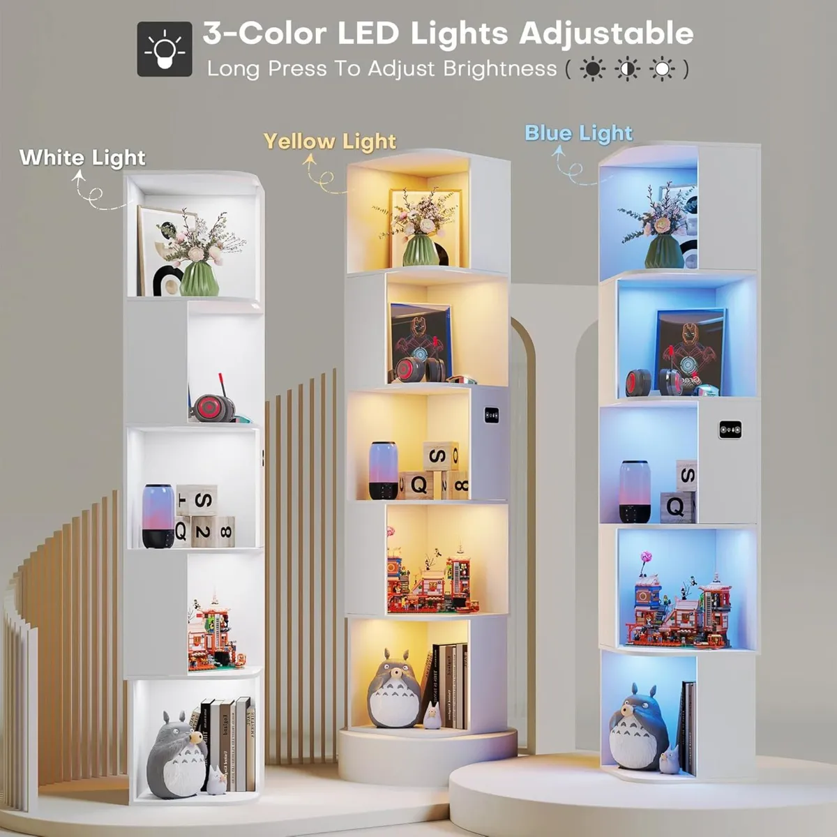 Corner Bookcase - with 3 Color Lights Narrow - Image 4