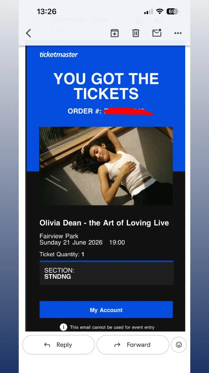 Olivia Dean 1 ticket 21st of June