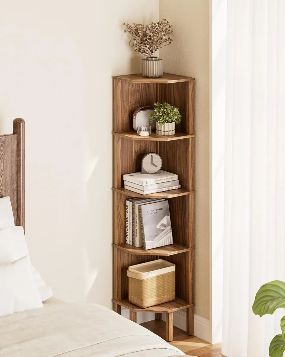 Corner Bookcase with 5 Levels Plant Shelf Display - Image 3