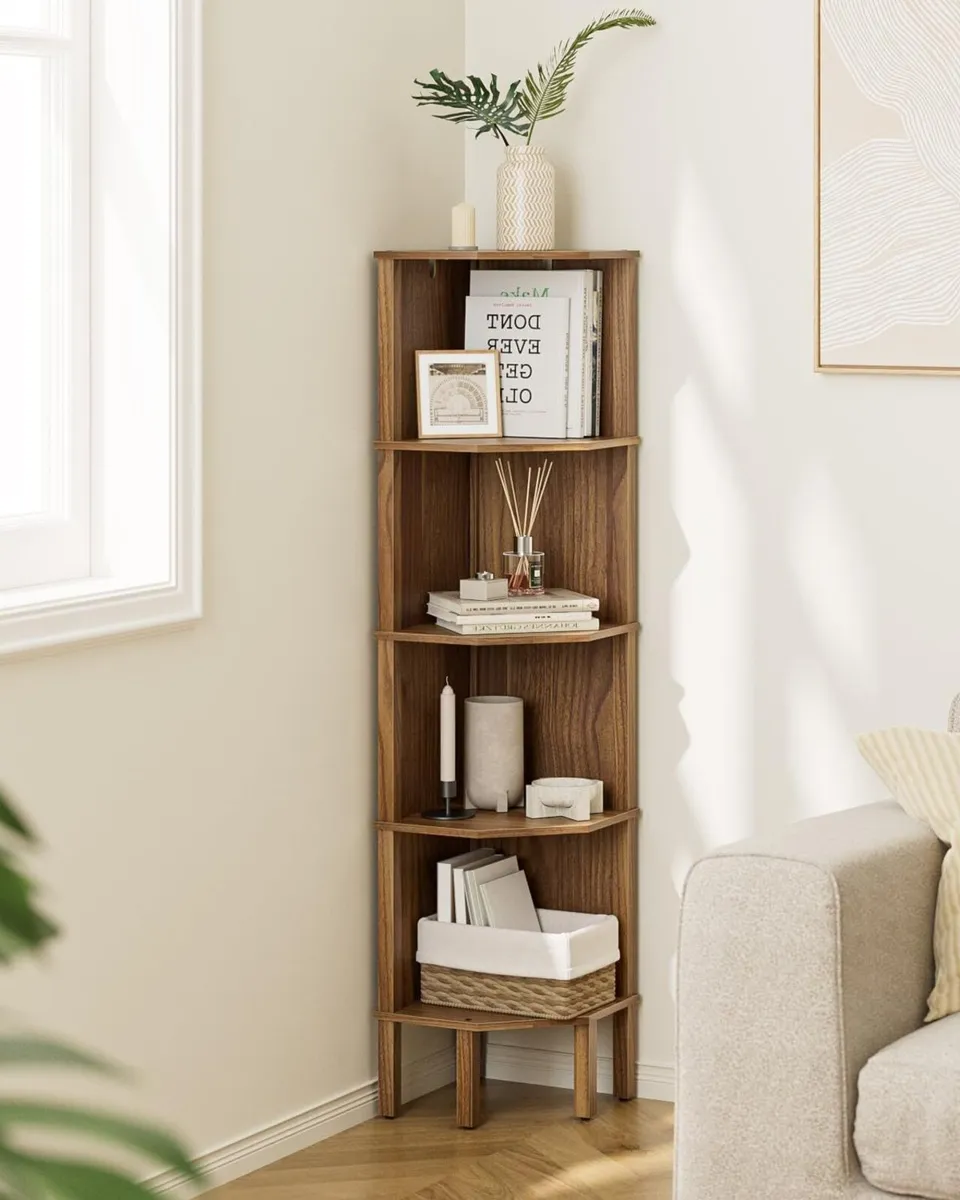 Corner Bookcase with 5 Levels Plant Shelf Display - Image 4