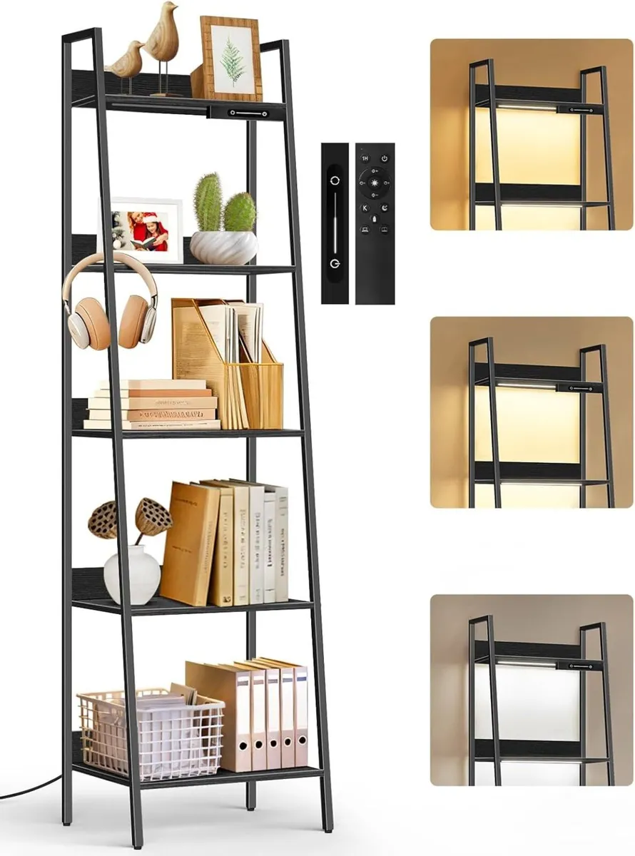 5-Tier Small Ladder Shelf with LED Lights Touch - Image 1