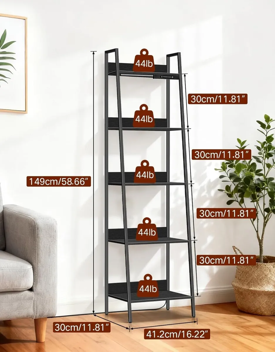 5-Tier Small Ladder Shelf with LED Lights Touch - Image 2