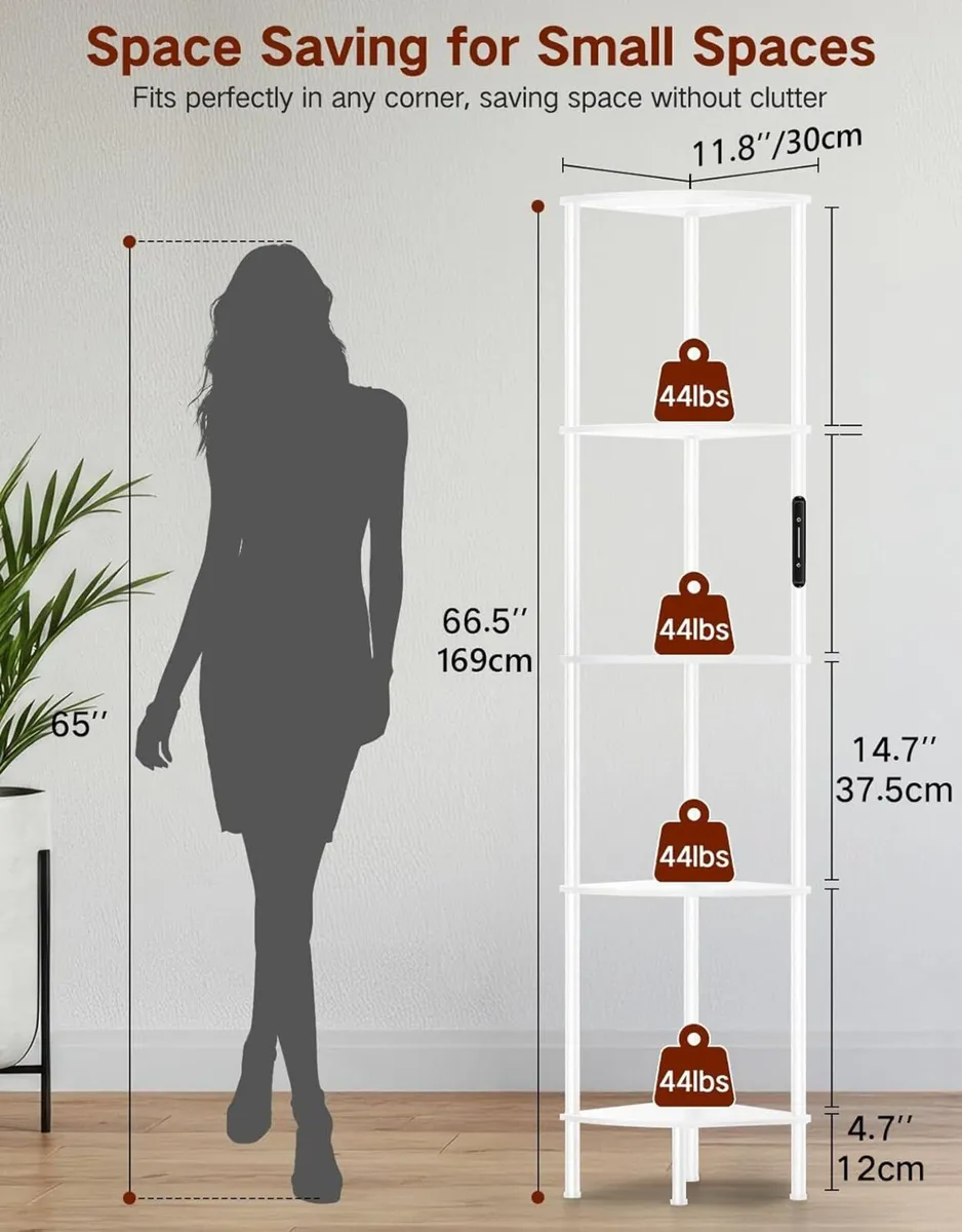 5 Tier Floor Lamp with Shelves LED Light Touch - Image 2