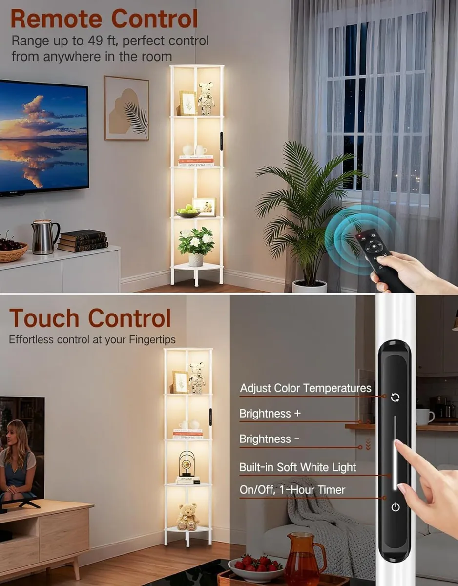 5 Tier Floor Lamp with Shelves LED Light Touch - Image 4