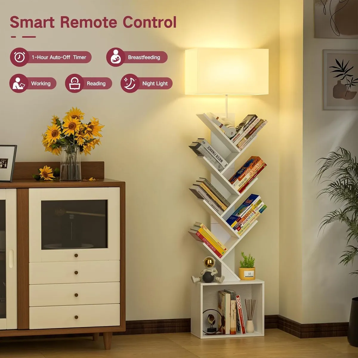 9 Tier Tree Bookshelf with Light Remote Timer - Image 4