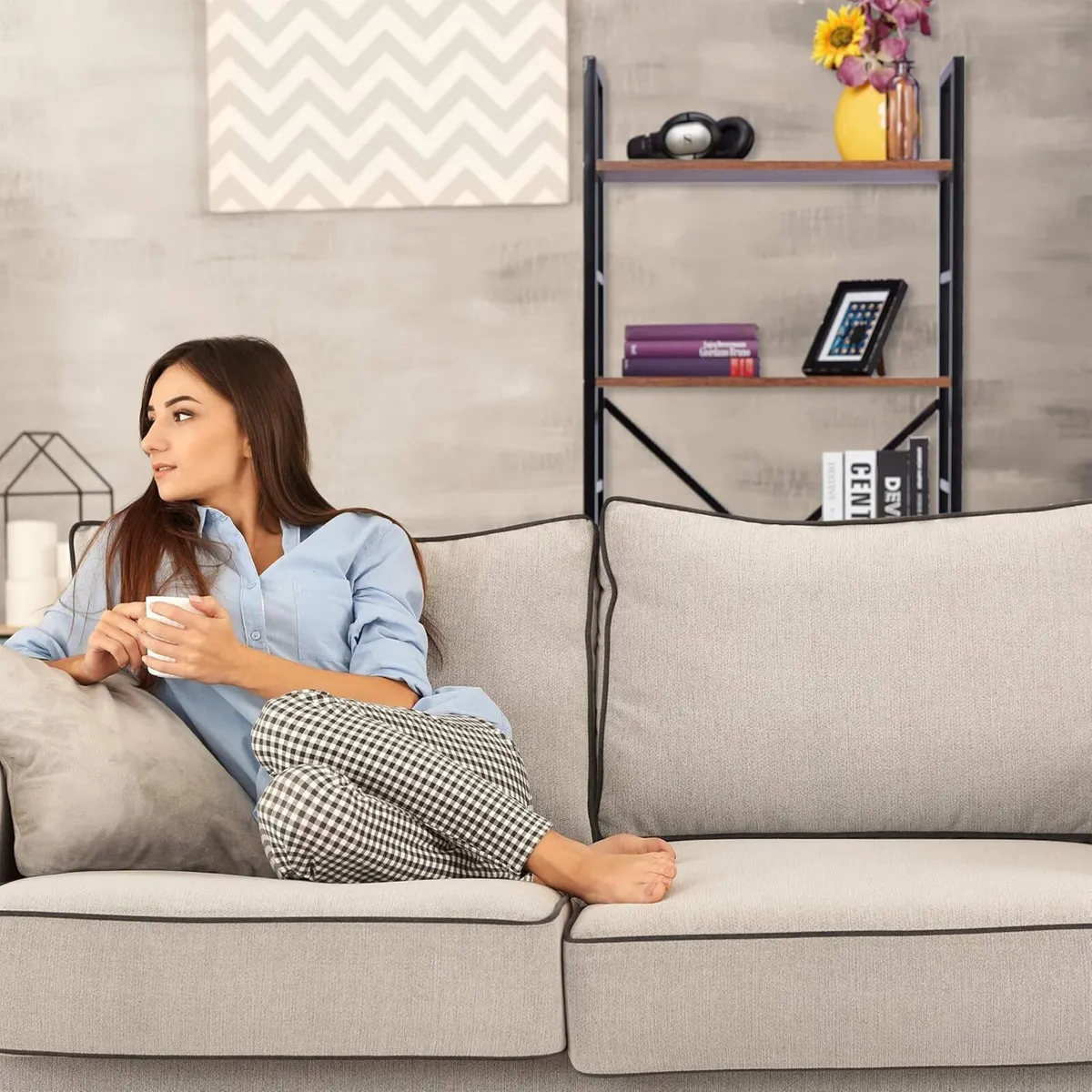 Bookcase with 5 levels Industrial Look HxWxD: - Image 4