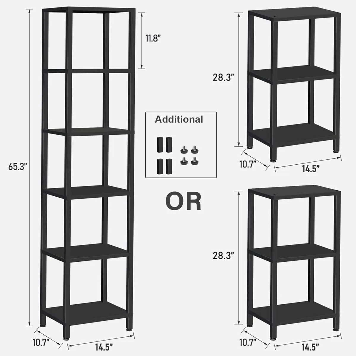Bookshelf 6-Tier Tall Book Shelf Narrow Bookcase - Image 2