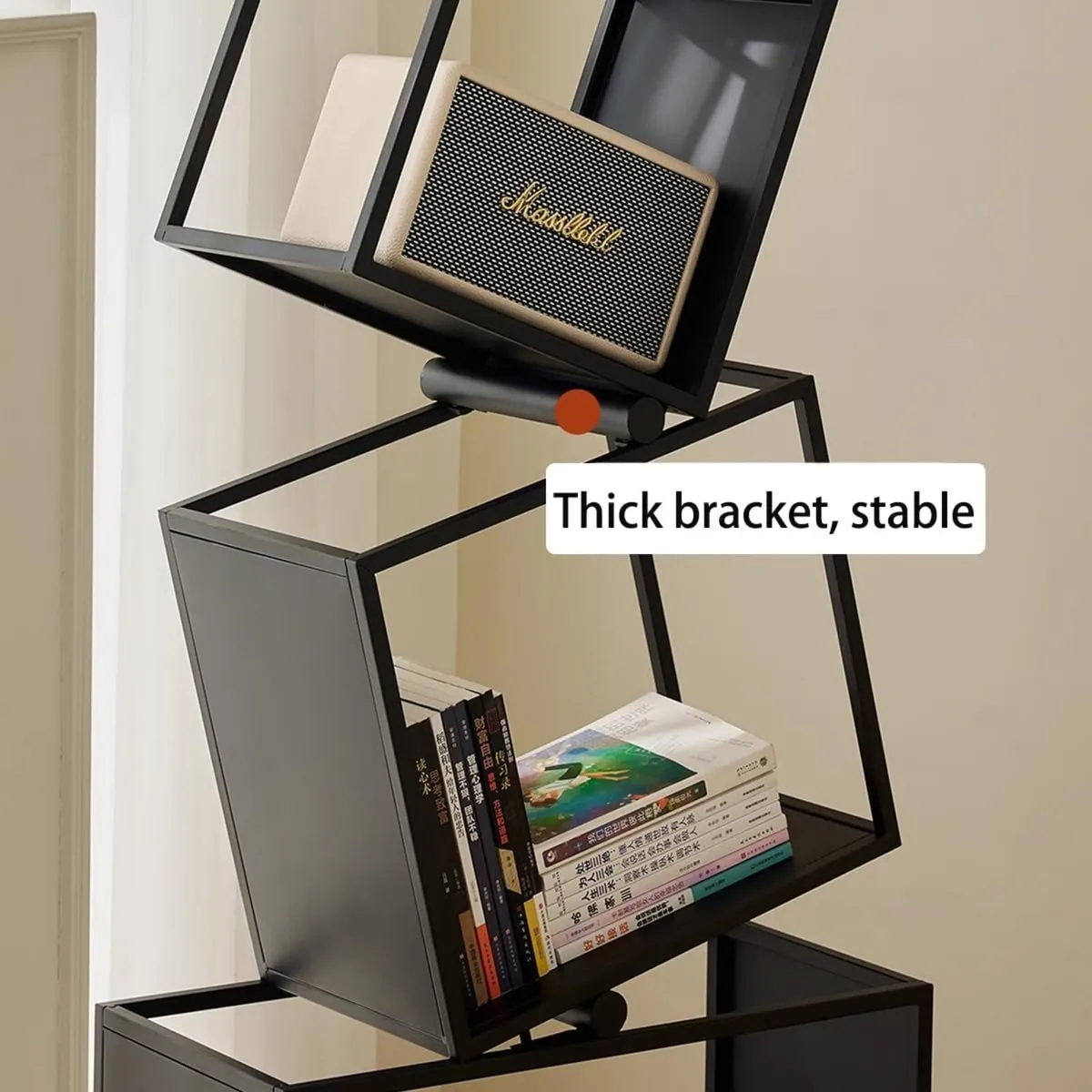 Bookshelf 5-Tier Bookcase 72.8 Tall Black Modern - Image 4