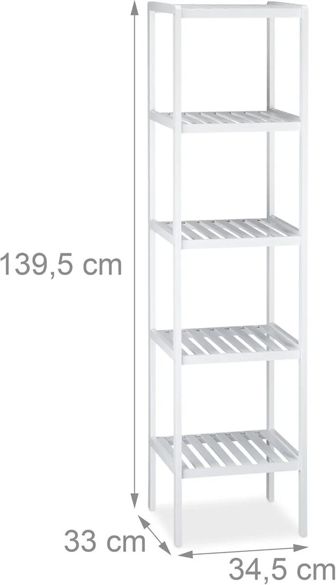 2x Bamboo Bath Rack 5 Shelves HxWxD: 139.5 x 34.5 - Image 3
