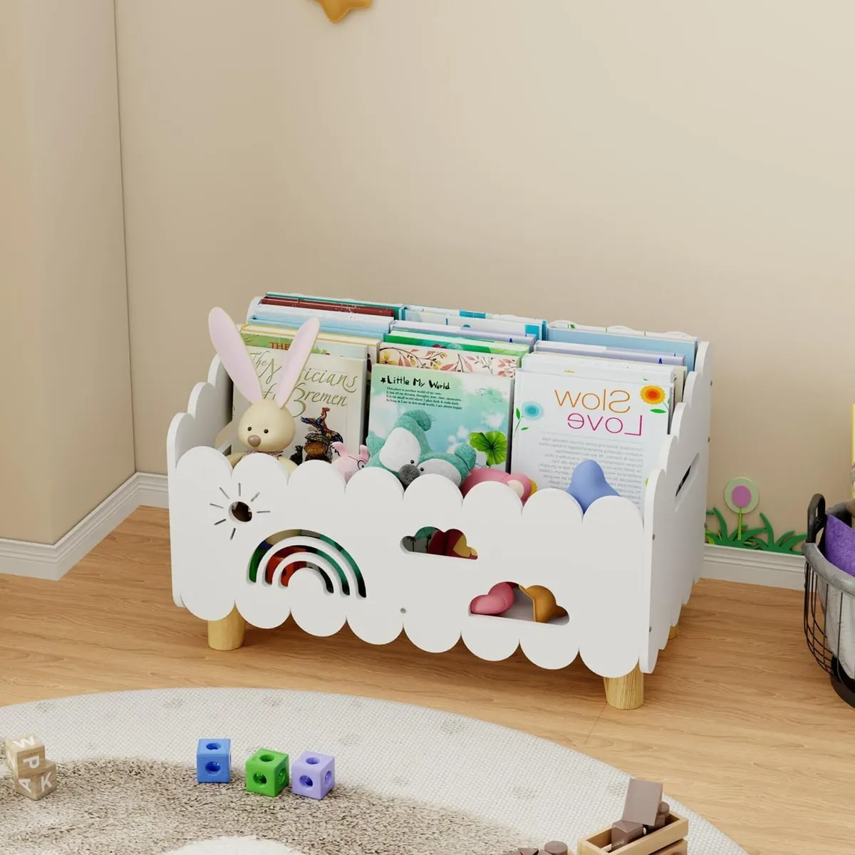 Children's Wooden Bookcase Montessori Children