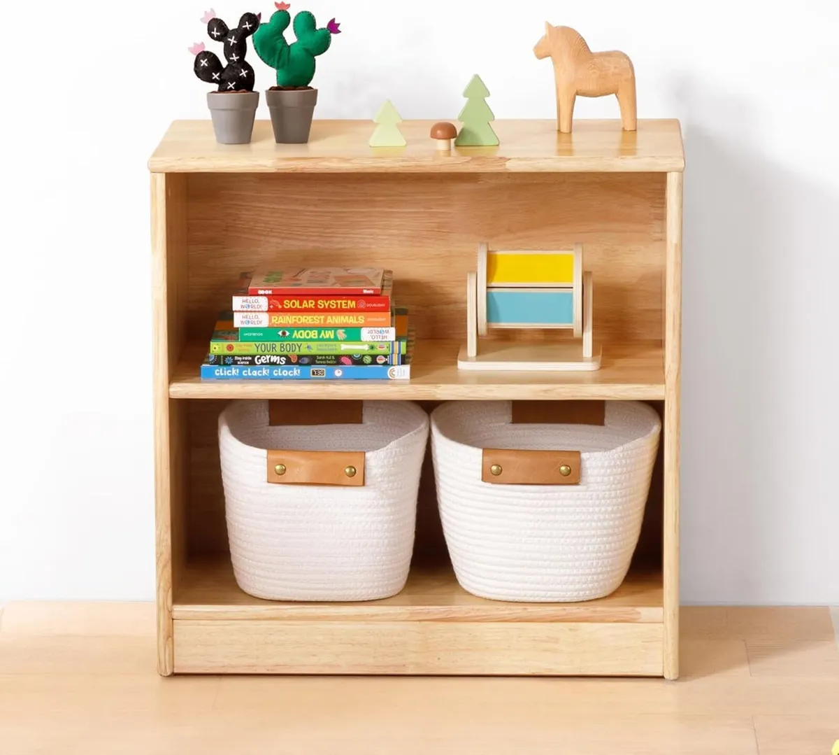 Rubber Wood Montessori Shelf and Toy Storage 60cm - Image 1