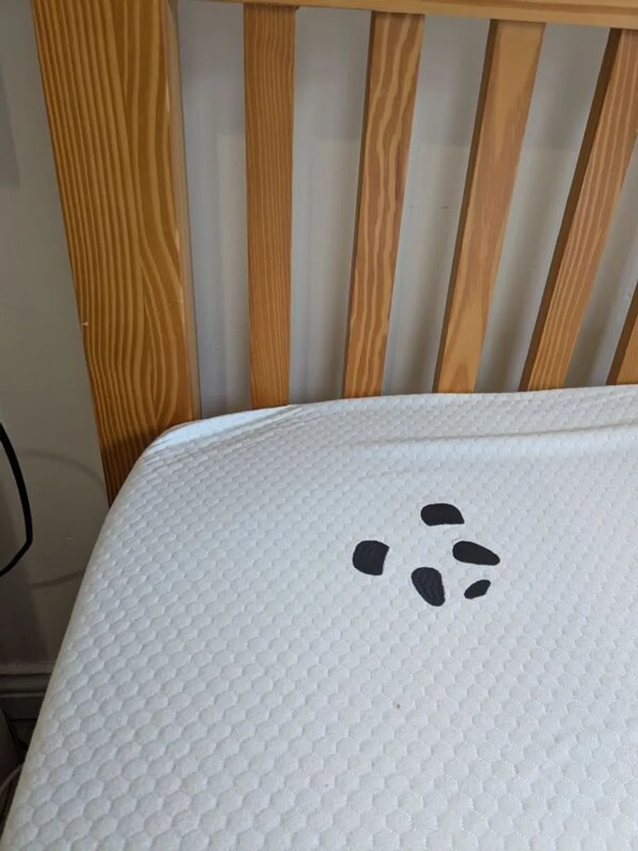 Solid wood double bed with mattress & topper - Image 2