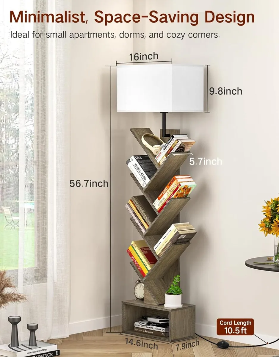 6 Tier Tree Bookshelf with Light Remote Small - Image 2