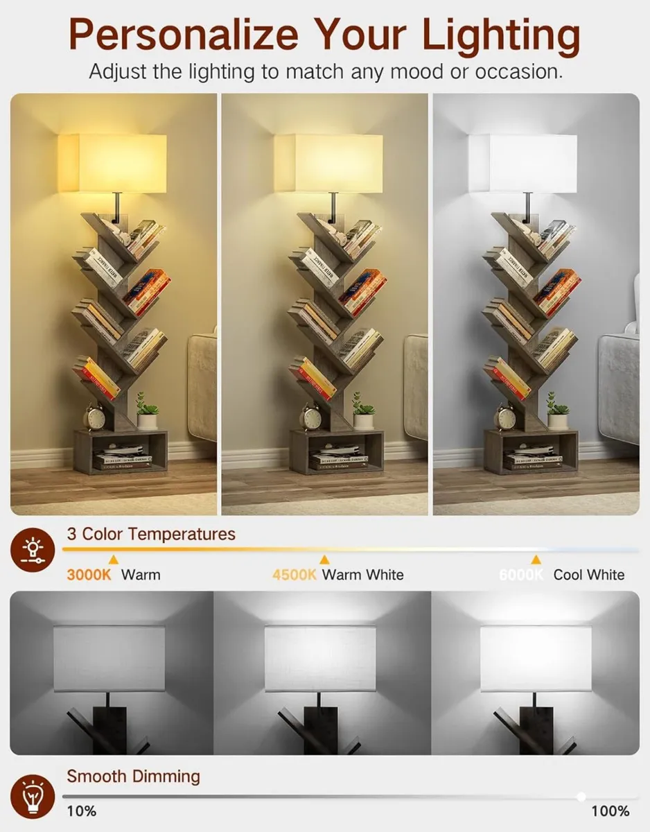 6 Tier Tree Bookshelf with Light Remote Small - Image 3