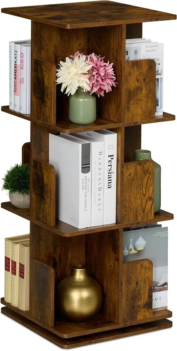 Rotating Bookcase 360-Degree Swivel 3 Tiers - Image 1
