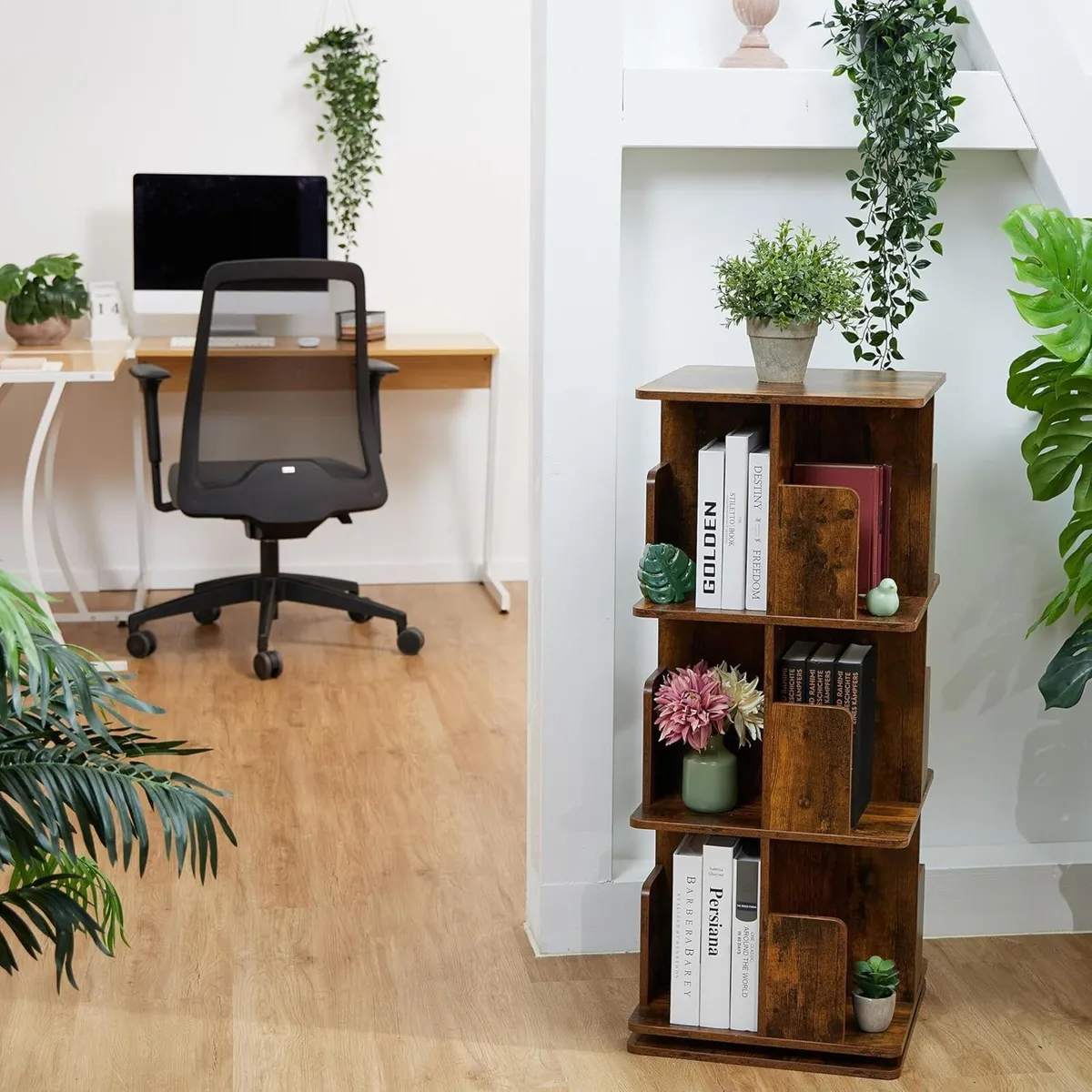 Rotating Bookcase 360-Degree Swivel 3 Tiers - Image 2