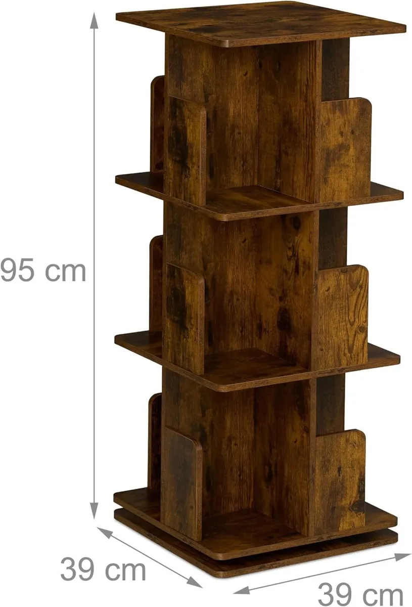 Rotating Bookcase 360-Degree Swivel 3 Tiers - Image 3