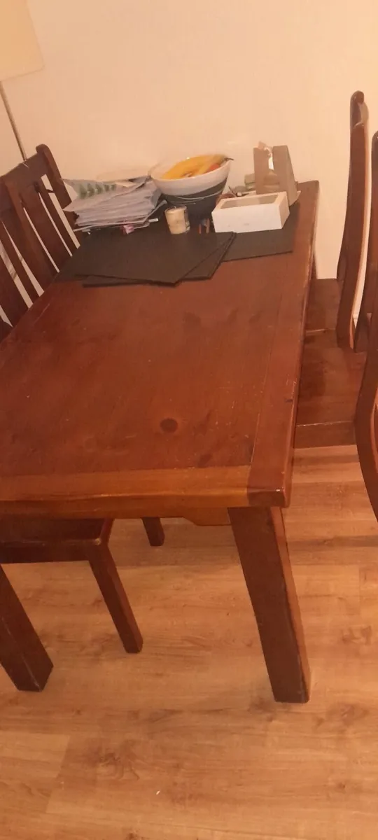 Large wooden table with 6 chairs - Image 1