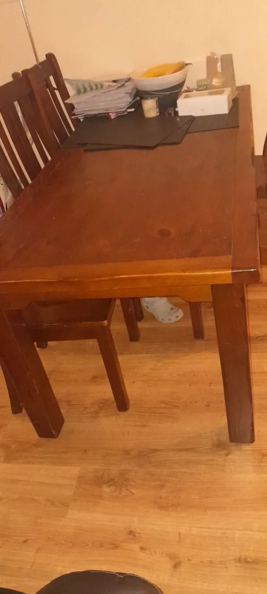 Large wooden table with 6 chairs - Image 2