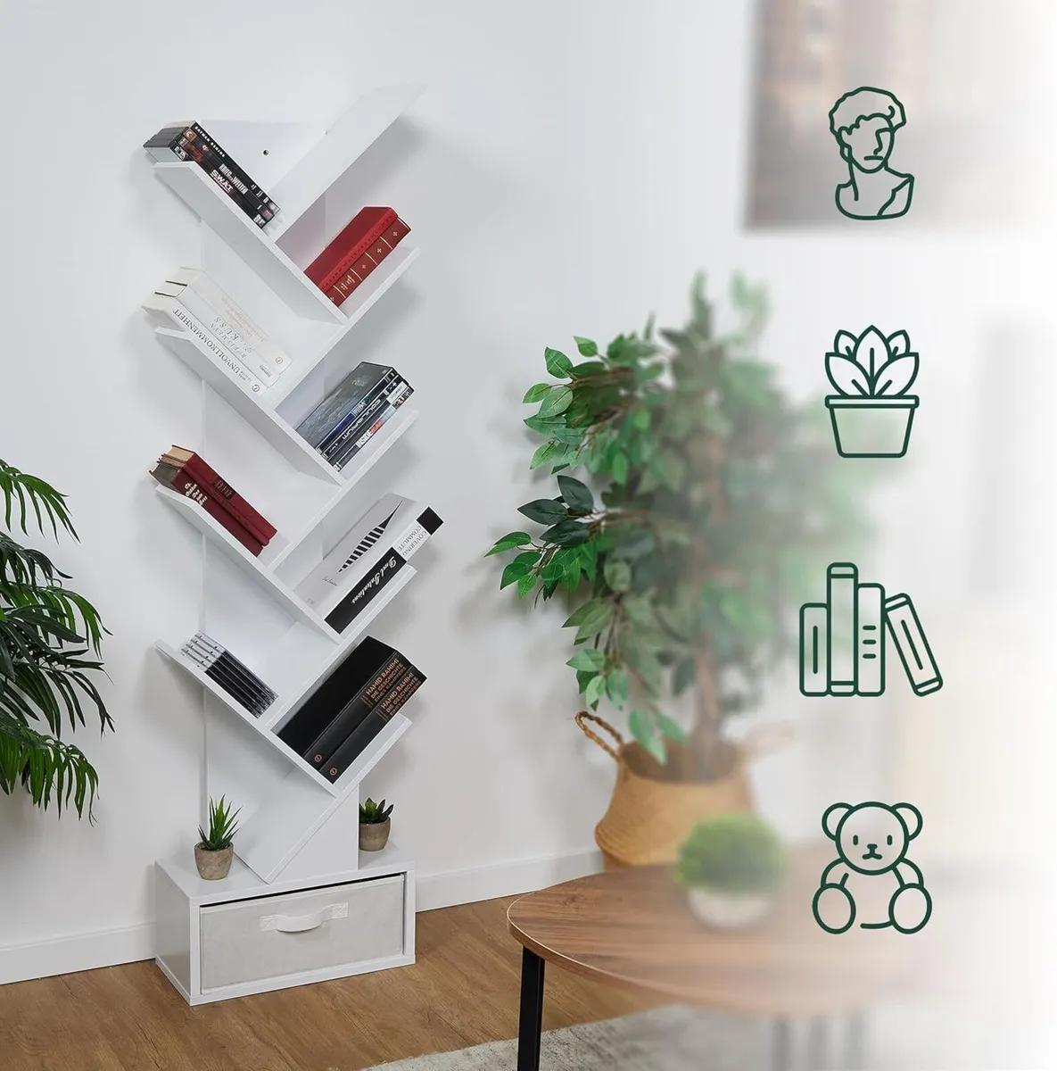 Tree Bookshelf 9-Tier Bookcase HWD: 146 x 38 22 - Image 4