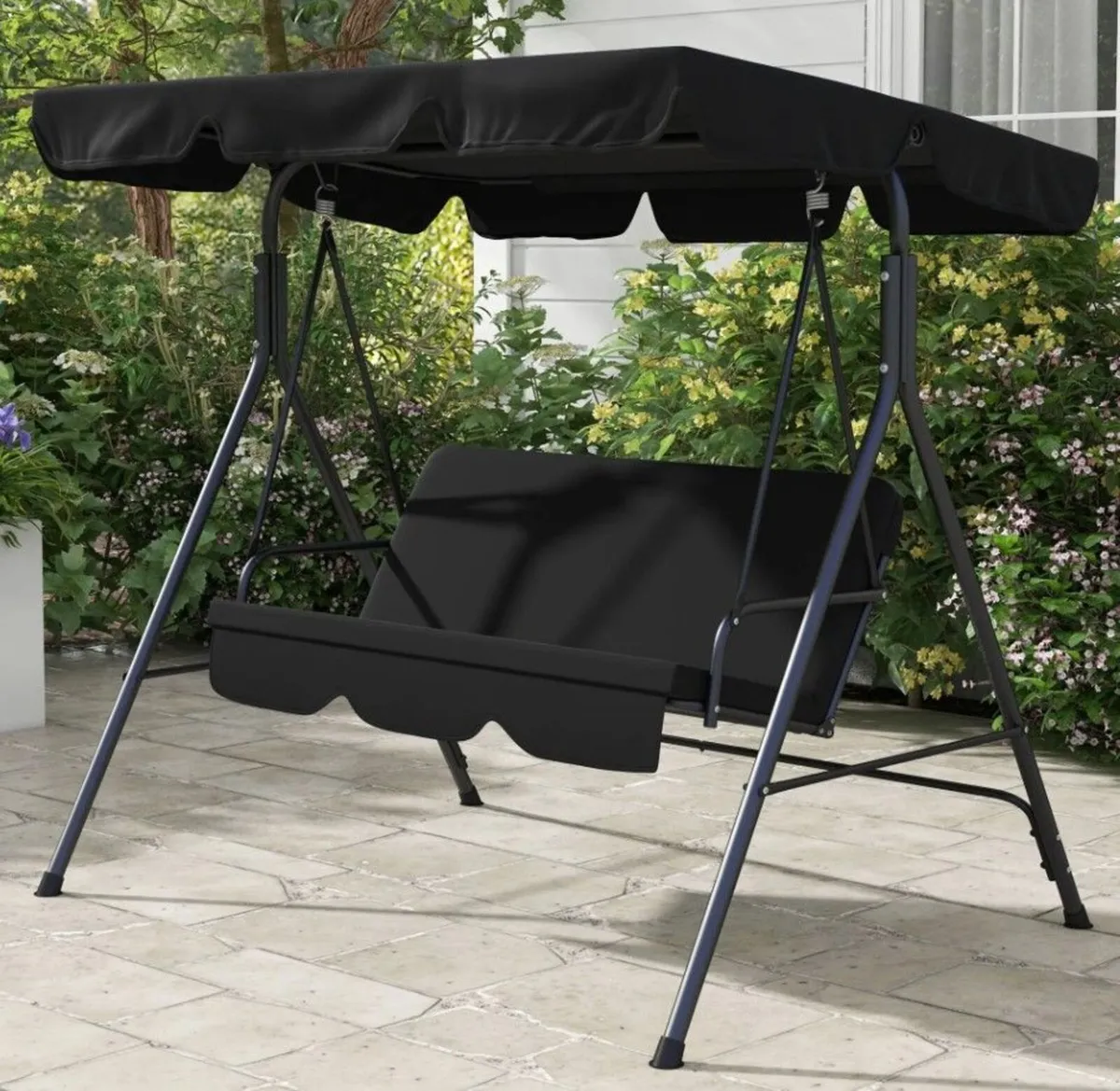 Three Seater Garden Swing Chair - Black - Image 1