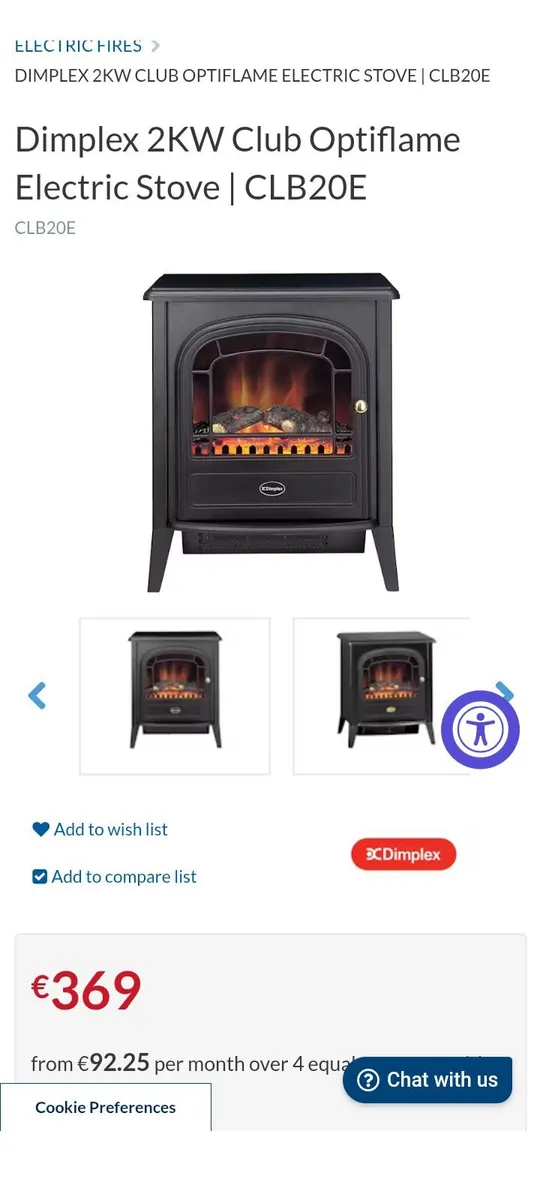 Heavy Dimplex electric stove with Opti flame - Image 2