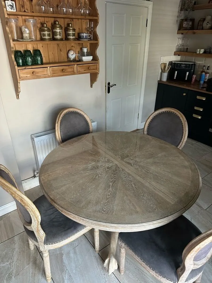 Beautiful Solid Wood Dining Table + 6 Chairs (Glass Top ) - Image 1