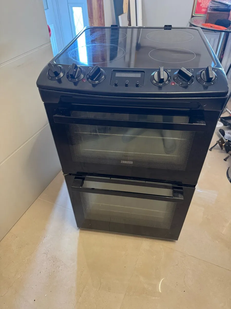 Zanussi 55cm Double Oven Black Cooker - Image 1