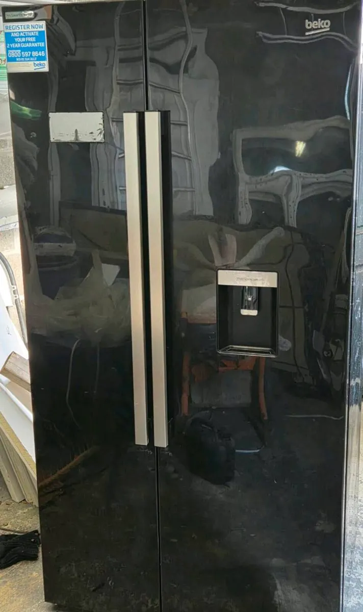 Beko American style fridge freezer in black with d - Image 1