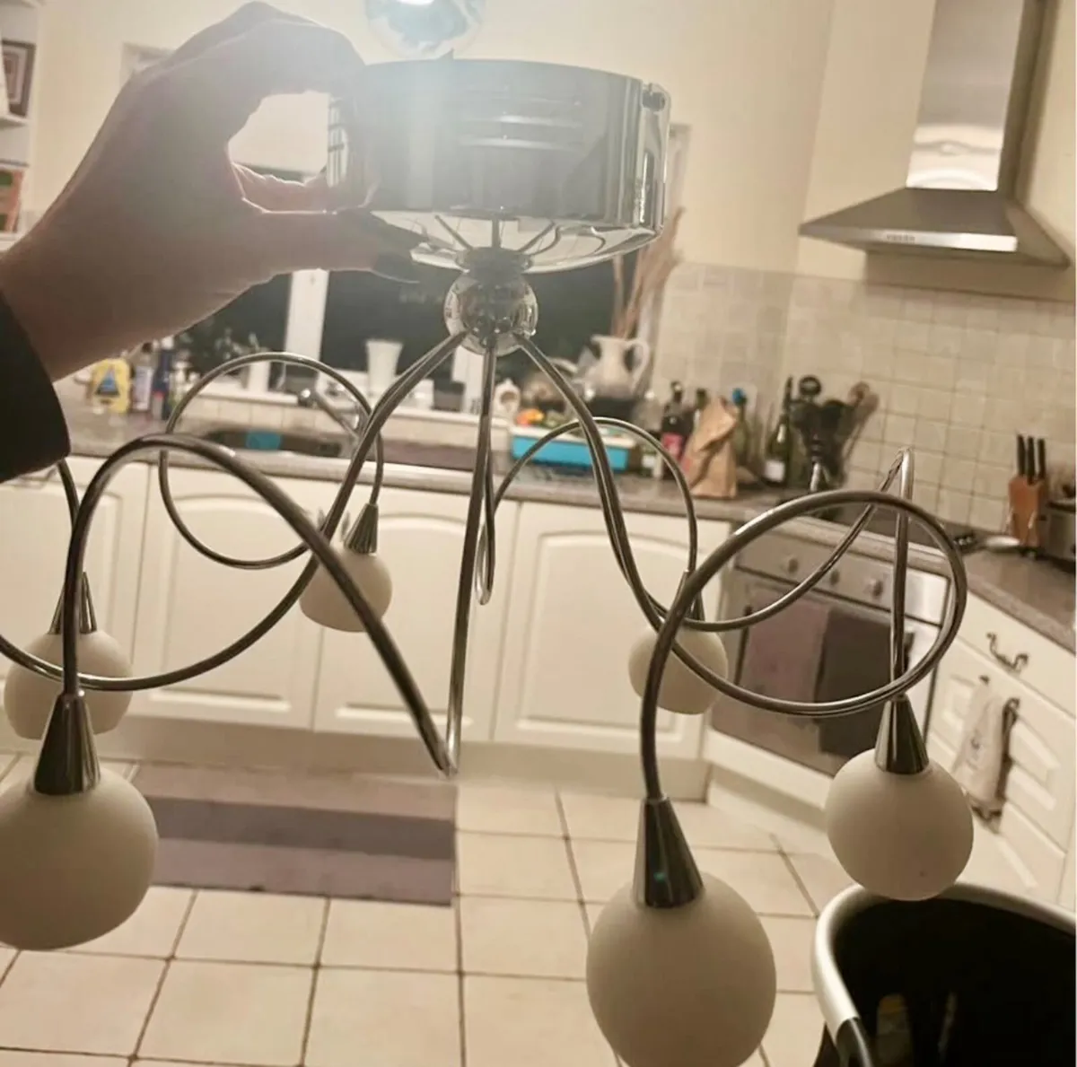 White glass pendant light - Image 2